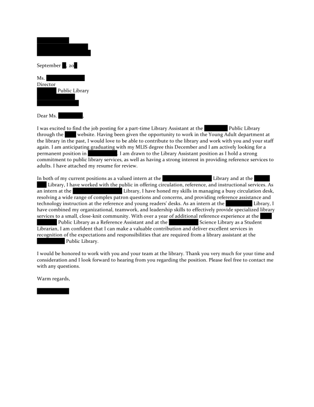 library assistant cover letter sample